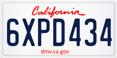CA license plate 6XPD434