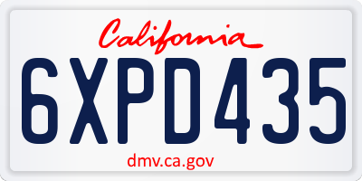 CA license plate 6XPD435
