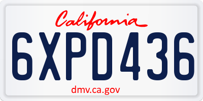 CA license plate 6XPD436