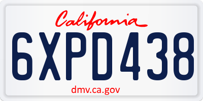 CA license plate 6XPD438
