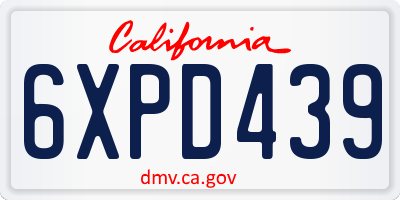 CA license plate 6XPD439