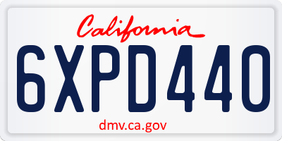 CA license plate 6XPD440
