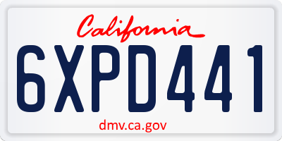 CA license plate 6XPD441