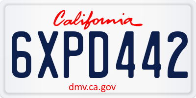CA license plate 6XPD442