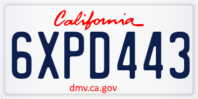 CA license plate 6XPD443