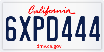 CA license plate 6XPD444