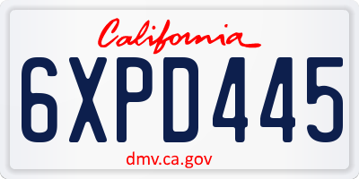 CA license plate 6XPD445