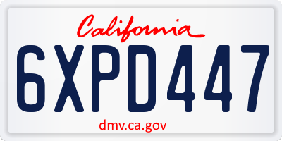 CA license plate 6XPD447