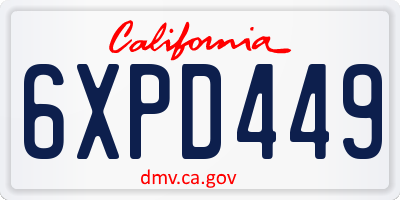 CA license plate 6XPD449