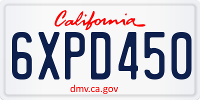 CA license plate 6XPD450