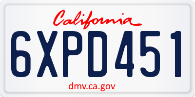 CA license plate 6XPD451