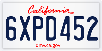 CA license plate 6XPD452