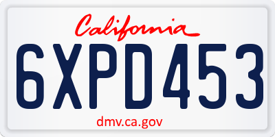 CA license plate 6XPD453