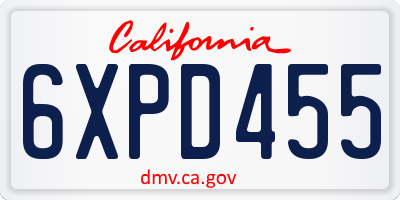 CA license plate 6XPD455