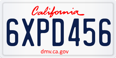 CA license plate 6XPD456