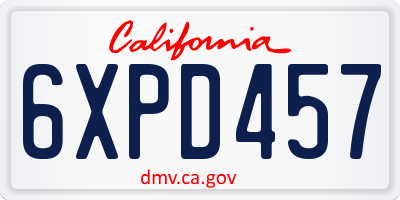 CA license plate 6XPD457