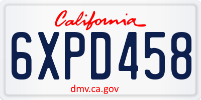 CA license plate 6XPD458