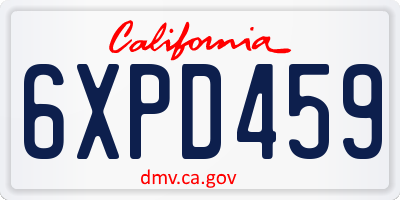CA license plate 6XPD459