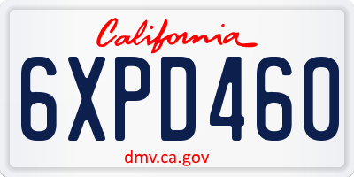 CA license plate 6XPD460