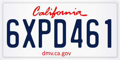 CA license plate 6XPD461