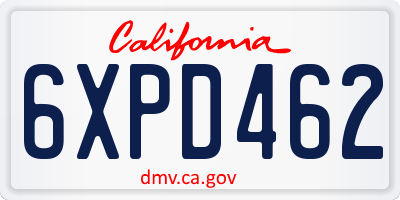 CA license plate 6XPD462