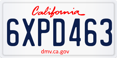 CA license plate 6XPD463