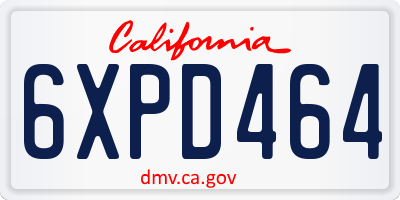 CA license plate 6XPD464