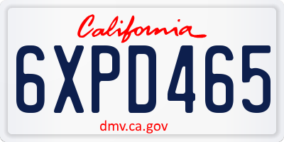 CA license plate 6XPD465
