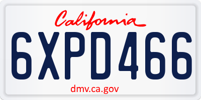 CA license plate 6XPD466