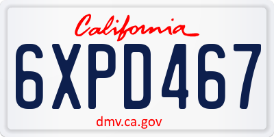 CA license plate 6XPD467