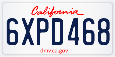 CA license plate 6XPD468