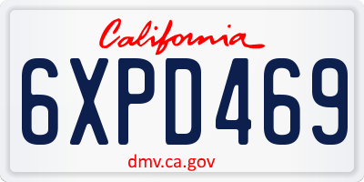 CA license plate 6XPD469