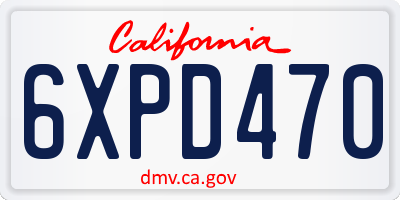 CA license plate 6XPD470