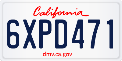 CA license plate 6XPD471
