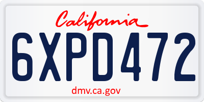 CA license plate 6XPD472