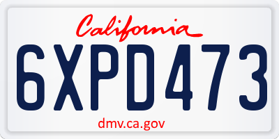 CA license plate 6XPD473