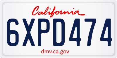 CA license plate 6XPD474