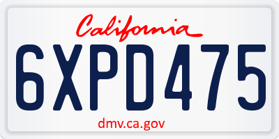 CA license plate 6XPD475