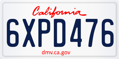 CA license plate 6XPD476