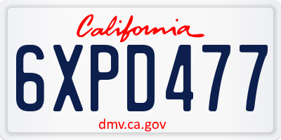 CA license plate 6XPD477