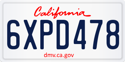 CA license plate 6XPD478