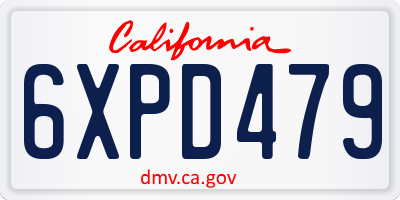 CA license plate 6XPD479