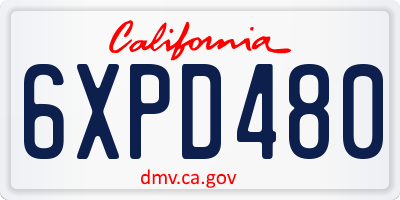 CA license plate 6XPD480