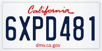 CA license plate 6XPD481