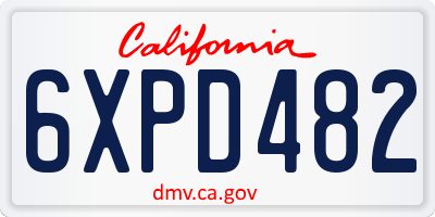 CA license plate 6XPD482