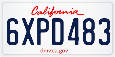 CA license plate 6XPD483