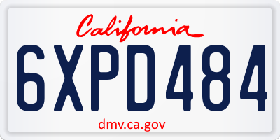 CA license plate 6XPD484