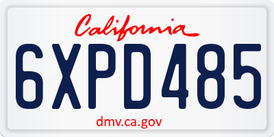 CA license plate 6XPD485
