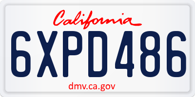 CA license plate 6XPD486