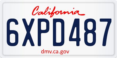 CA license plate 6XPD487